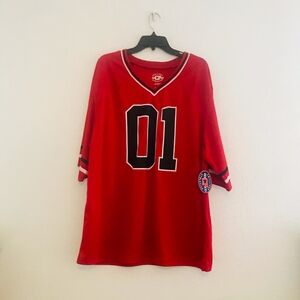 Red Chillipop Athletics Large men's v-neck  Shirt 01 GOAT